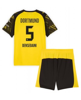 Günstige Borussia Dortmund Ramy Bensebaini #5 Heimtrikotsatz Kinder 2025-26 Kurzarm (+ Kurze Hosen)